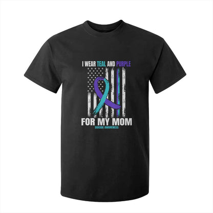 Suicide Prevention Support T Shirt For Kid I Wear Teal & Purple for Someone I Miss | Flag Design