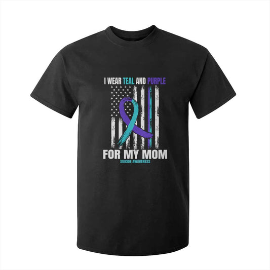 Suicide Prevention Support T Shirt For Kid I Wear Teal & Purple for Someone I Miss | Flag Design