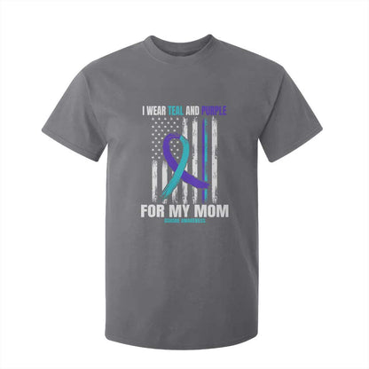 Suicide Prevention Support T Shirt For Kid I Wear Teal & Purple for Someone I Miss | Flag Design