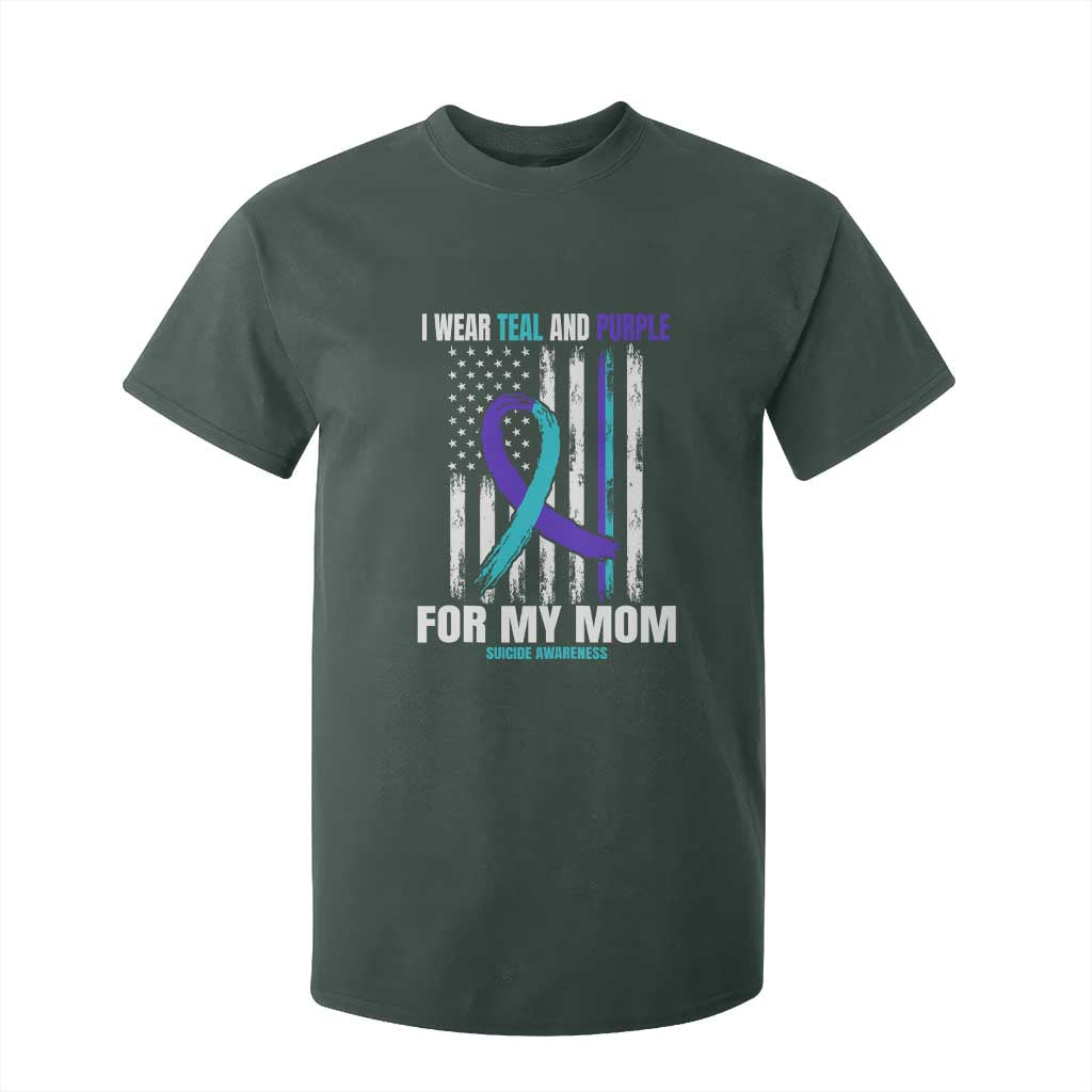 Suicide Prevention Support T Shirt For Kid I Wear Teal & Purple for Someone I Miss | Flag Design
