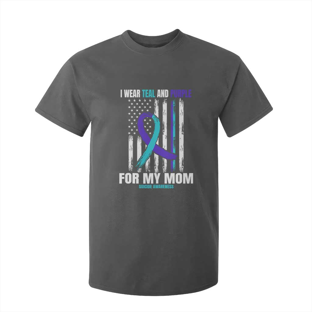Suicide Prevention Support T Shirt For Kid I Wear Teal & Purple for Someone I Miss | Flag Design