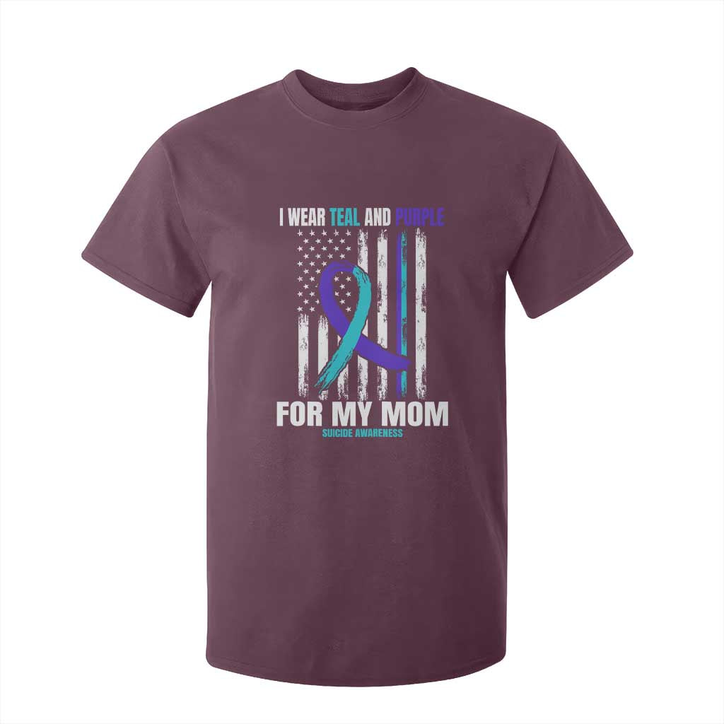 Suicide Prevention Support T Shirt For Kid I Wear Teal & Purple for Someone I Miss | Flag Design