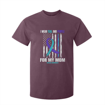 Suicide Prevention Support T Shirt For Kid I Wear Teal & Purple for Someone I Miss | Flag Design