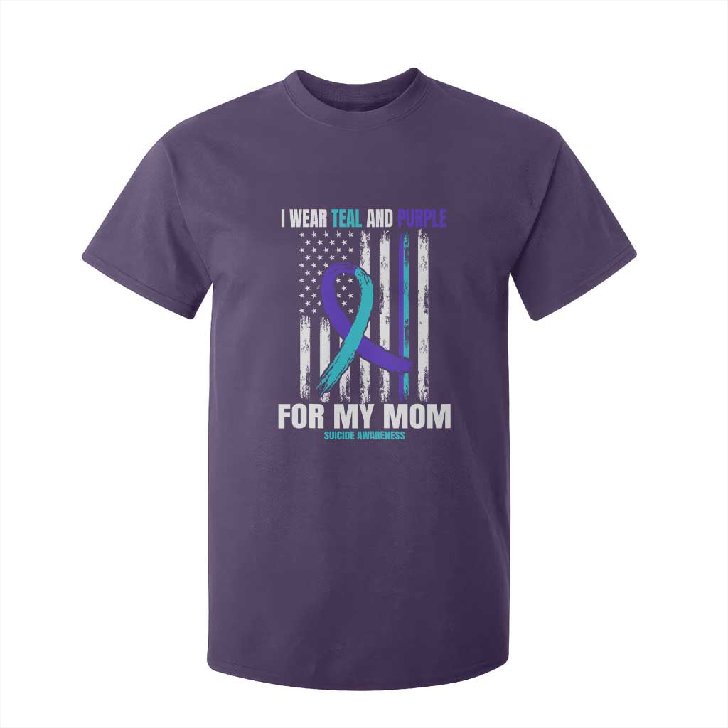 Suicide Prevention Support T Shirt For Kid I Wear Teal & Purple for Someone I Miss | Flag Design