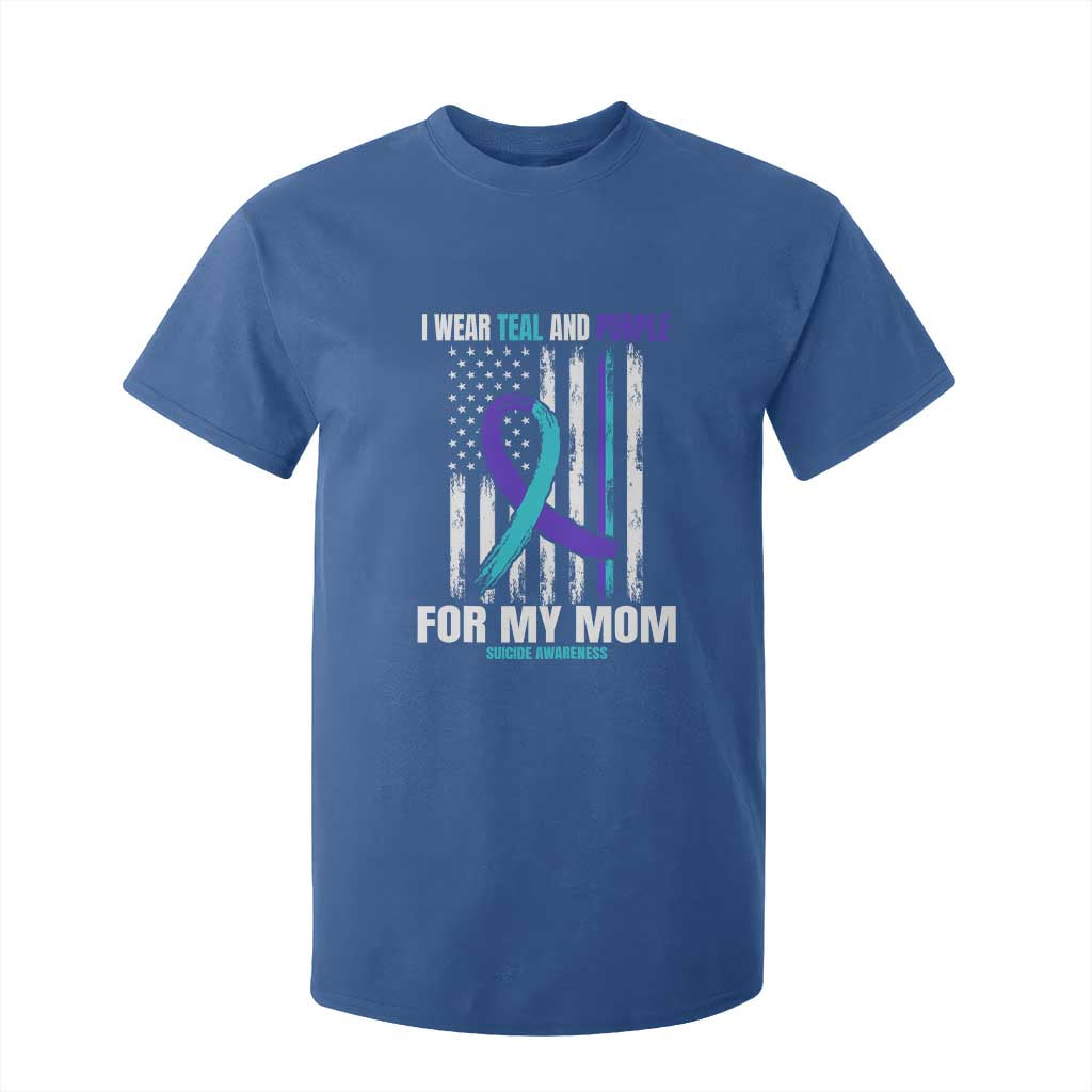 Suicide Prevention Support T Shirt For Kid I Wear Teal & Purple for Someone I Miss | Flag Design
