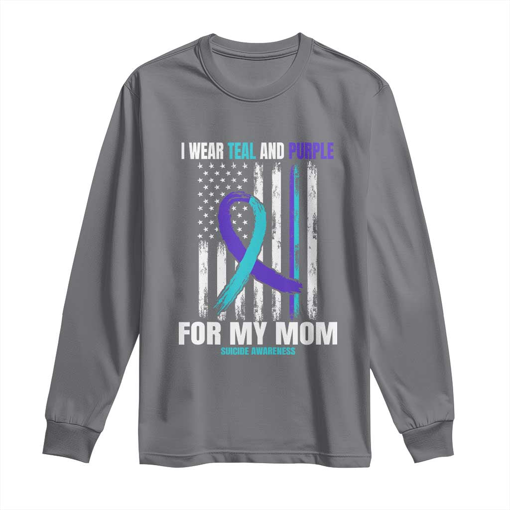 Suicide Prevention Support Long Sleeve Shirt I Wear Teal & Purple for Someone I Miss | Flag Design