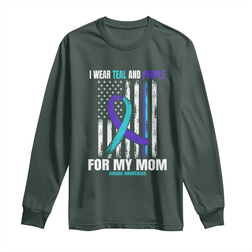 Suicide Prevention Support Long Sleeve Shirt I Wear Teal & Purple for Someone I Miss | Flag Design