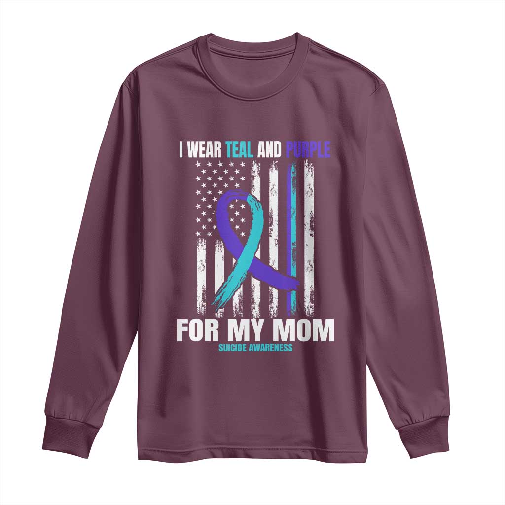 Suicide Prevention Support Long Sleeve Shirt I Wear Teal & Purple for Someone I Miss | Flag Design