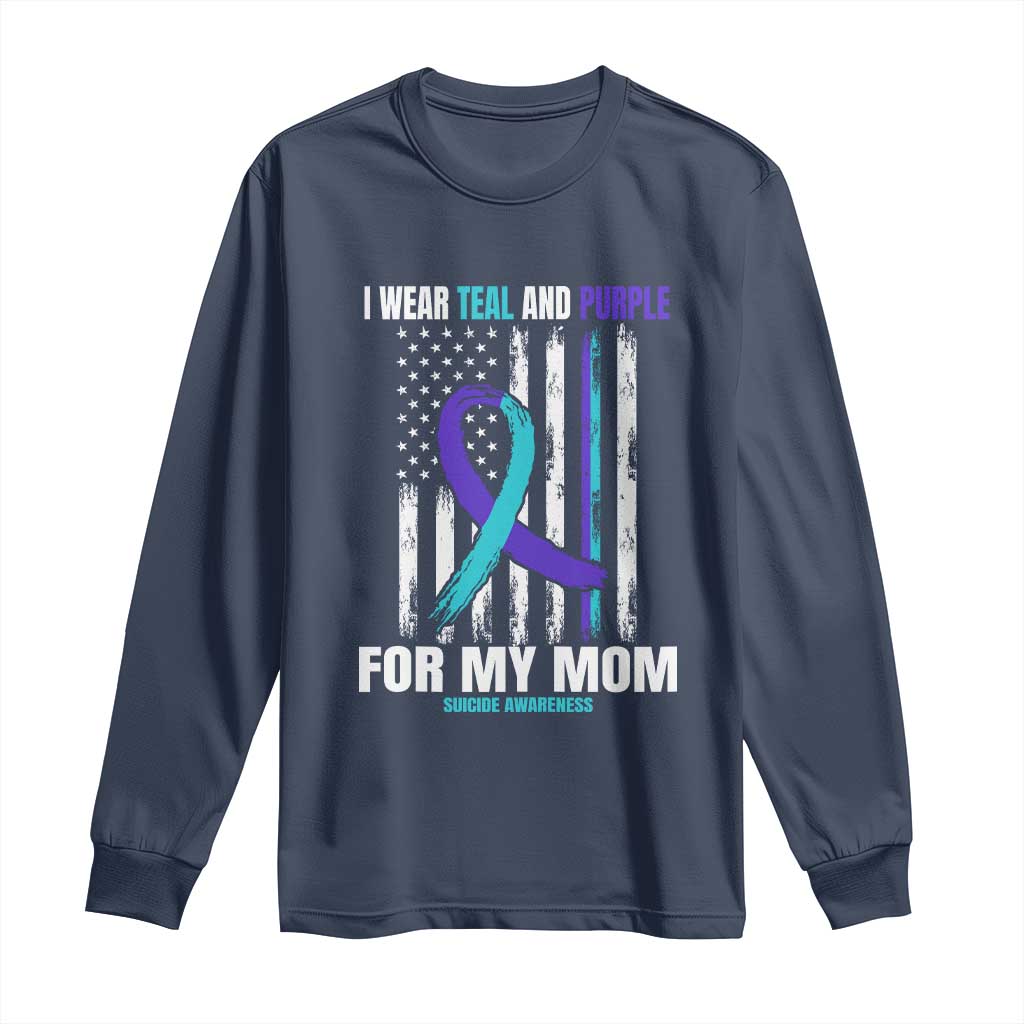 Suicide Prevention Support Long Sleeve Shirt I Wear Teal & Purple for Someone I Miss | Flag Design
