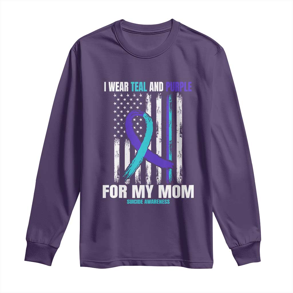 Suicide Prevention Support Long Sleeve Shirt I Wear Teal & Purple for Someone I Miss | Flag Design
