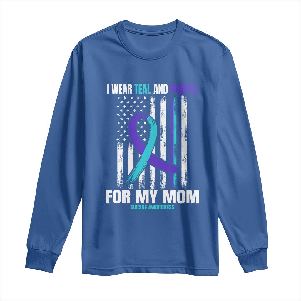Suicide Prevention Support Long Sleeve Shirt I Wear Teal & Purple for Someone I Miss | Flag Design