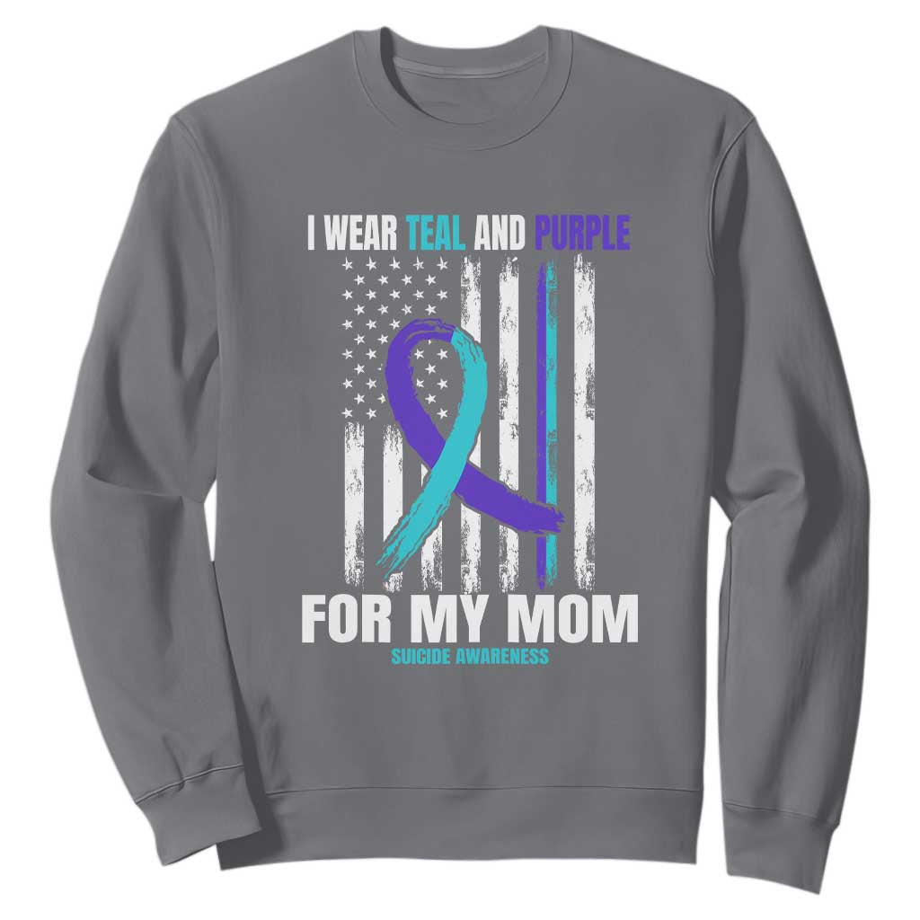 Suicide Prevention Support Sweatshirt I Wear Teal & Purple for Someone I Miss | Flag Design