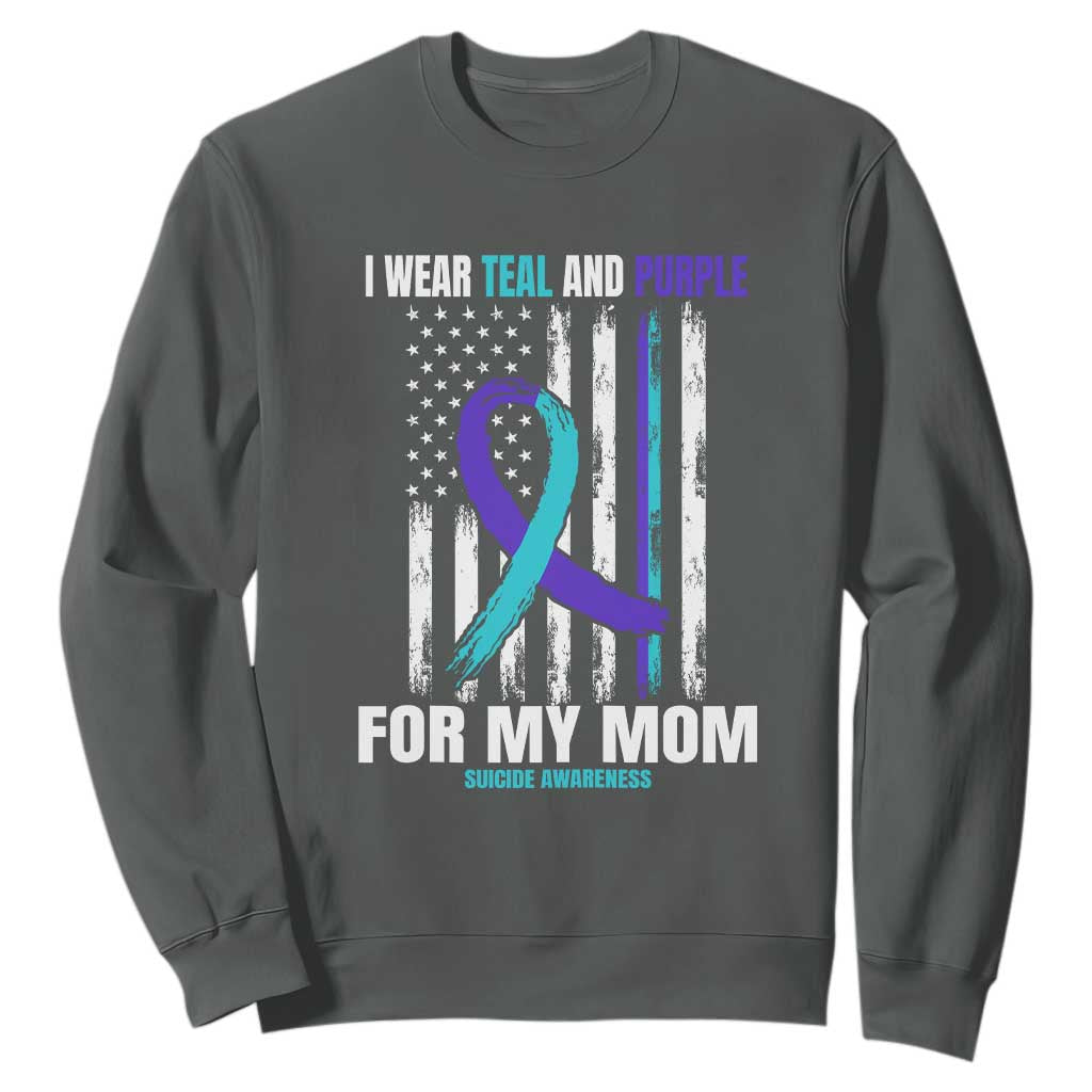 Suicide Prevention Support Sweatshirt I Wear Teal & Purple for Someone I Miss | Flag Design