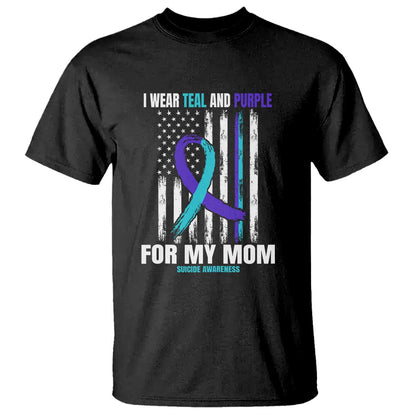 Suicide Prevention Support T Shirt I Wear Teal & Purple for Someone I Miss | Flag Design