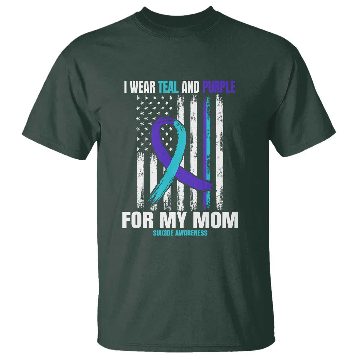 Suicide Prevention Support T Shirt I Wear Teal & Purple for Someone I Miss | Flag Design