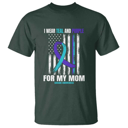 Suicide Prevention Support T Shirt I Wear Teal & Purple for Someone I Miss | Flag Design