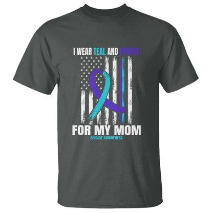 Suicide Prevention Support T Shirt I Wear Teal & Purple for Someone I Miss | Flag Design