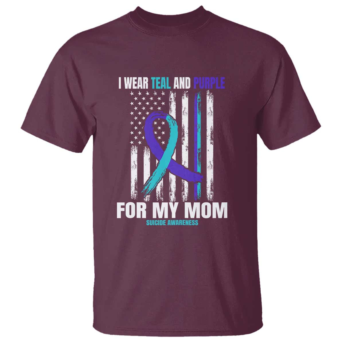 Suicide Prevention Support T Shirt I Wear Teal & Purple for Someone I Miss | Flag Design
