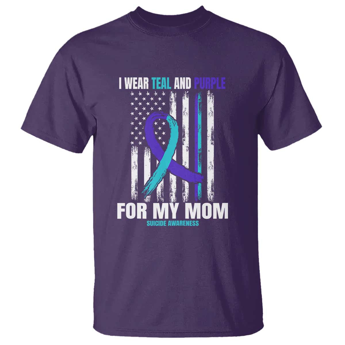 Suicide Prevention Support T Shirt I Wear Teal & Purple for Someone I Miss | Flag Design