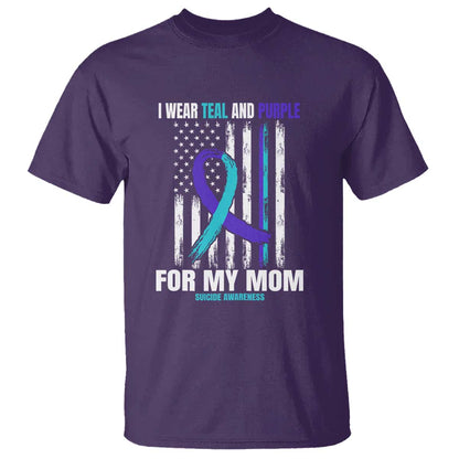 Suicide Prevention Support T Shirt I Wear Teal & Purple for Someone I Miss | Flag Design