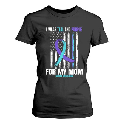 Suicide Prevention Support T Shirt For Women I Wear Teal & Purple for Someone I Miss | Flag Design