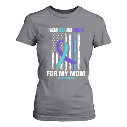 Suicide Prevention Support T Shirt For Women I Wear Teal & Purple for Someone I Miss | Flag Design