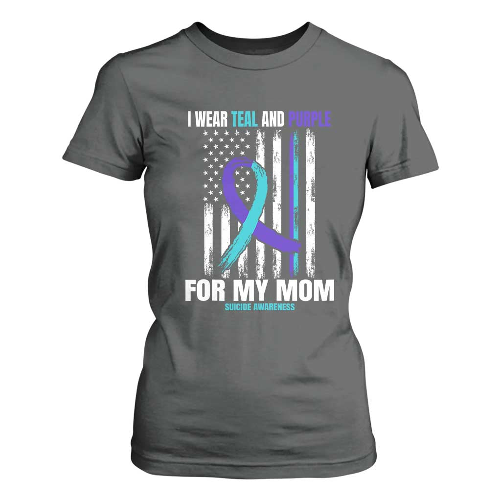 Suicide Prevention Support T Shirt For Women I Wear Teal & Purple for Someone I Miss | Flag Design