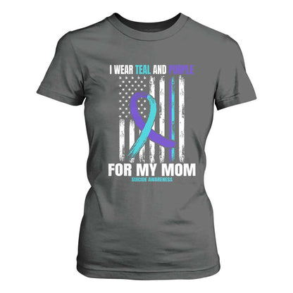 Suicide Prevention Support T Shirt For Women I Wear Teal & Purple for Someone I Miss | Flag Design