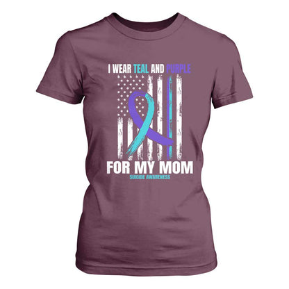 Suicide Prevention Support T Shirt For Women I Wear Teal & Purple for Someone I Miss | Flag Design