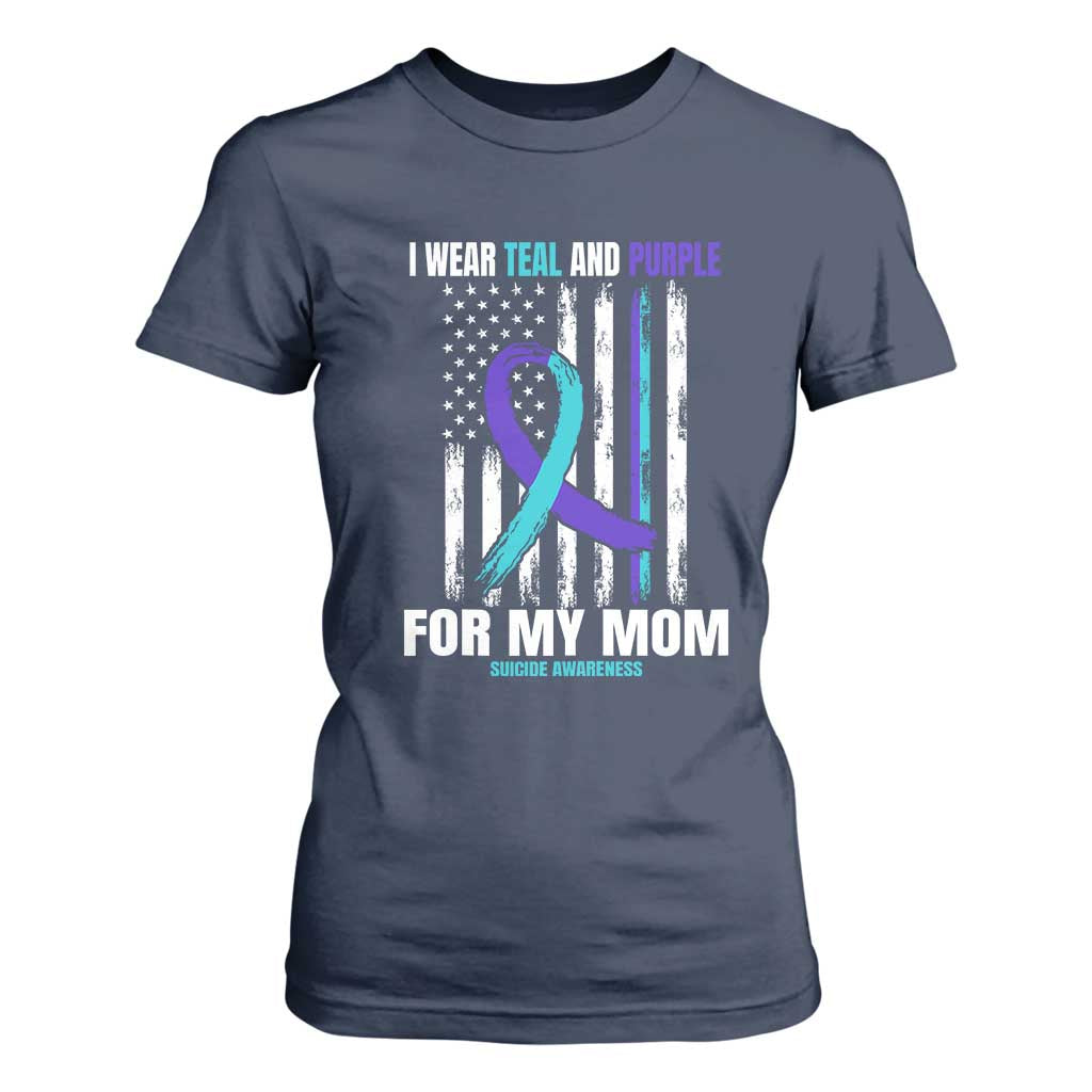 Suicide Prevention Support T Shirt For Women I Wear Teal & Purple for Someone I Miss | Flag Design