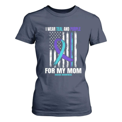Suicide Prevention Support T Shirt For Women I Wear Teal & Purple for Someone I Miss | Flag Design