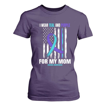 Suicide Prevention Support T Shirt For Women I Wear Teal & Purple for Someone I Miss | Flag Design