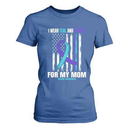 Suicide Prevention Support T Shirt For Women I Wear Teal & Purple for Someone I Miss | Flag Design