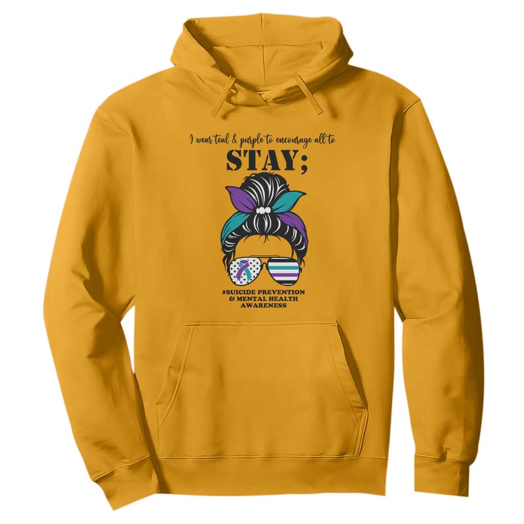 Mental Health Support Hoodie Suicide Prevention Messy Bun Warrior