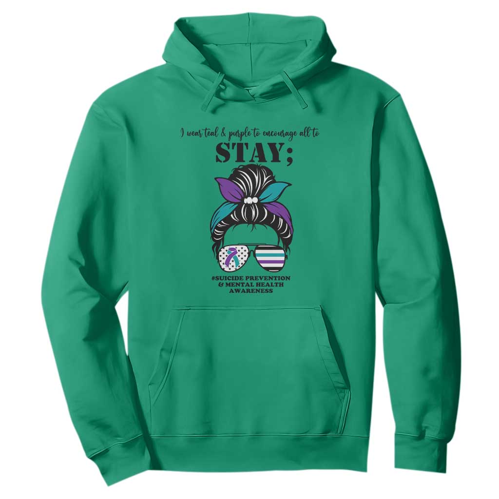Mental Health Support Hoodie Suicide Prevention Messy Bun Warrior