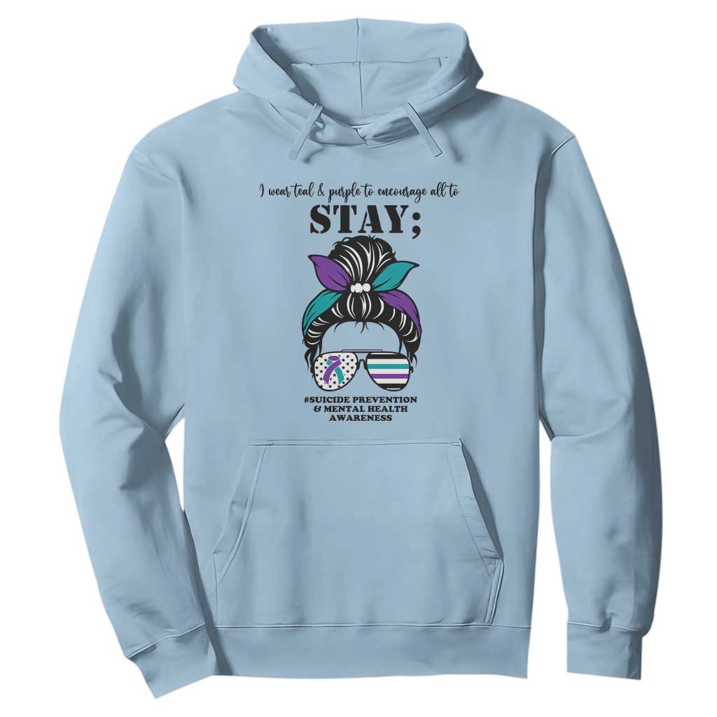 Mental Health Support Hoodie Suicide Prevention Messy Bun Warrior