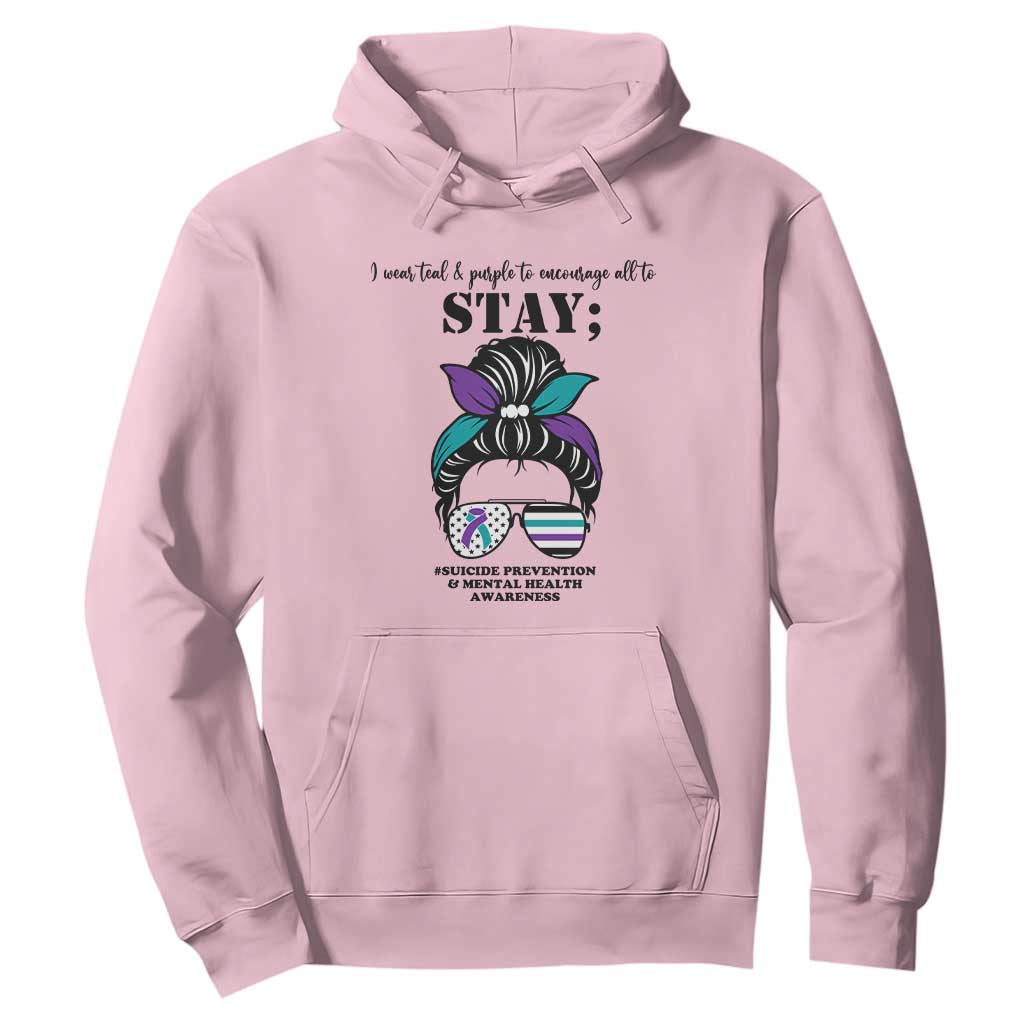 Mental Health Support Hoodie Suicide Prevention Messy Bun Warrior