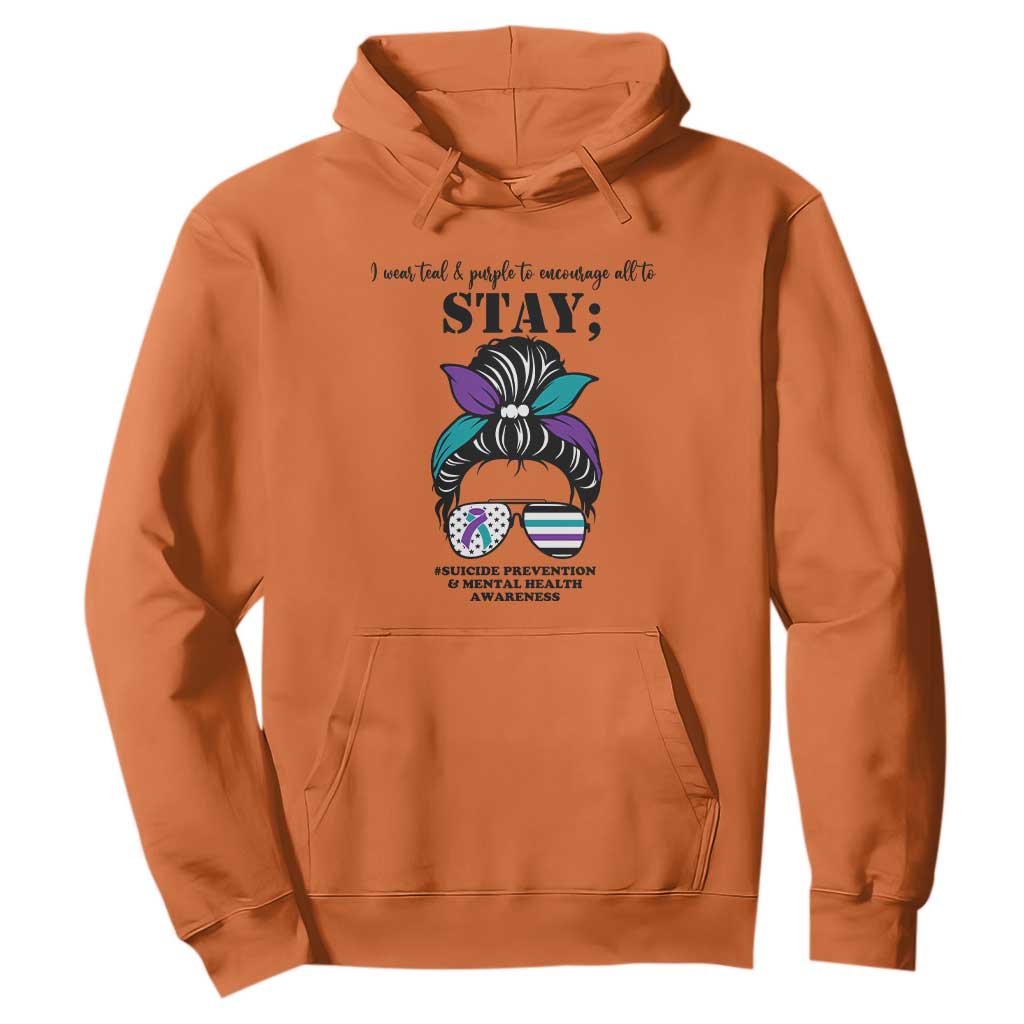 Mental Health Support Hoodie Suicide Prevention Messy Bun Warrior