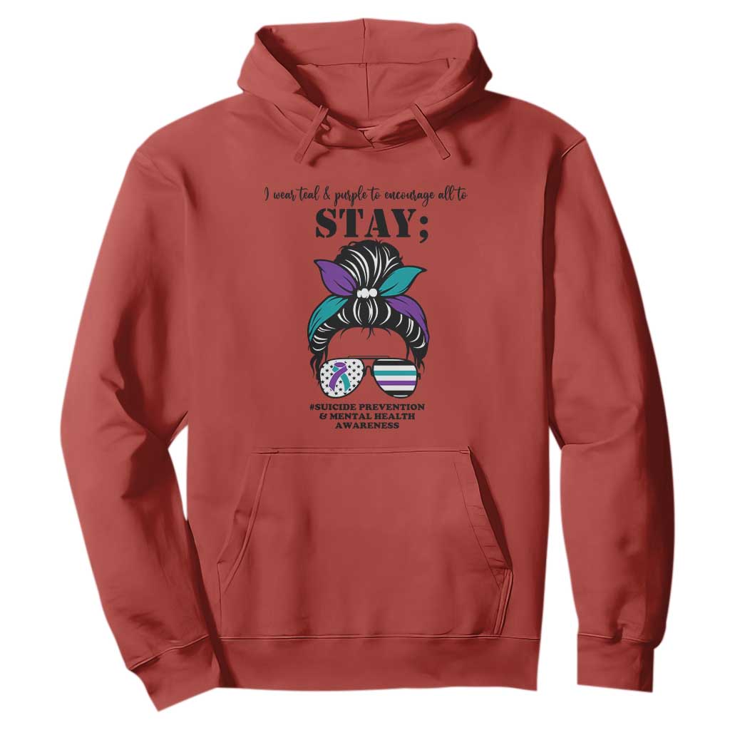 Mental Health Support Hoodie Suicide Prevention Messy Bun Warrior