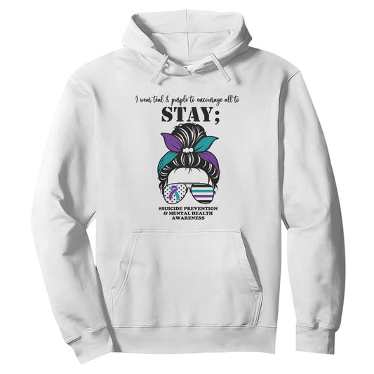 Mental Health Support Hoodie Suicide Prevention Messy Bun Warrior