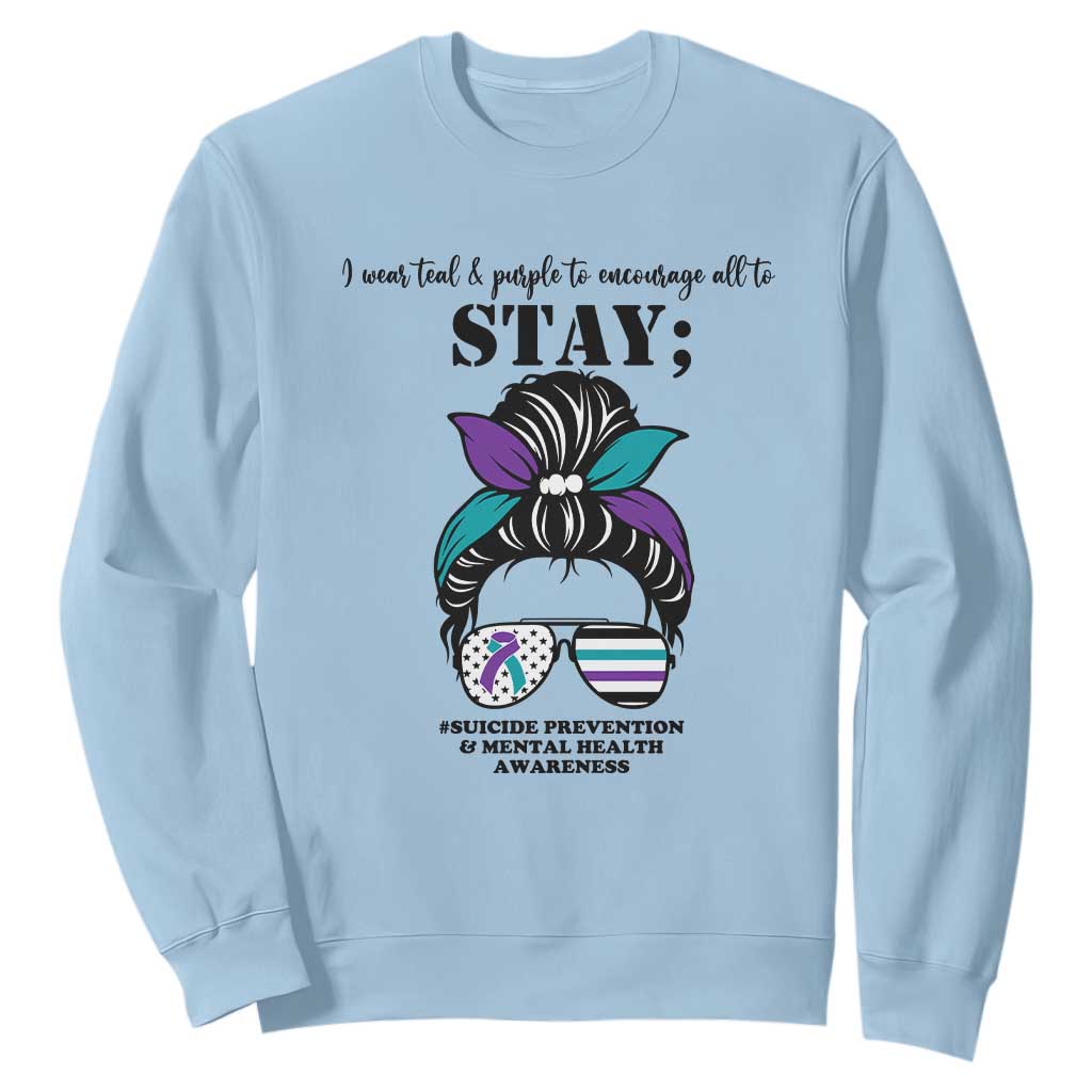 Mental Health Support Sweatshirt Suicide Prevention Messy Bun Warrior