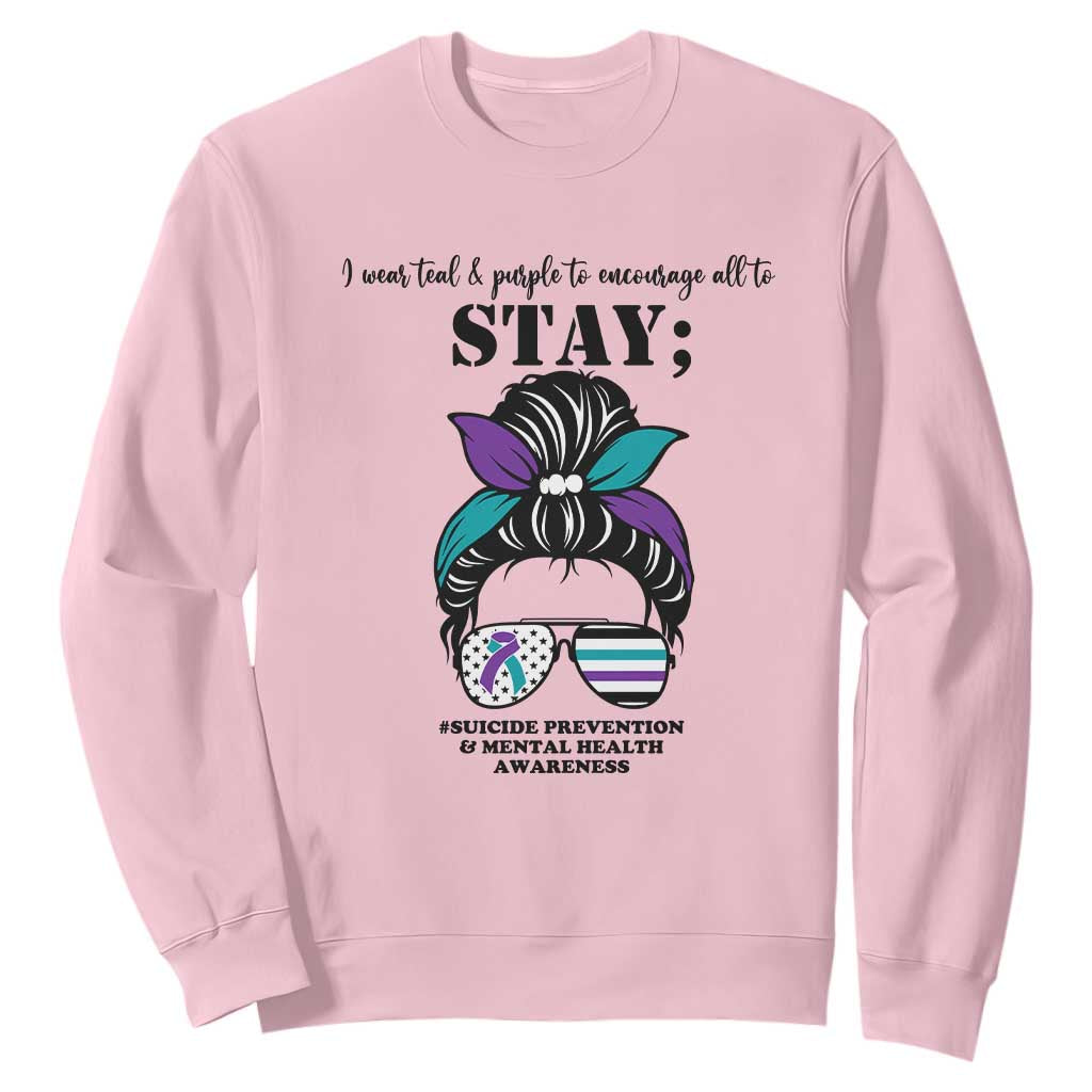 Mental Health Support Sweatshirt Suicide Prevention Messy Bun Warrior