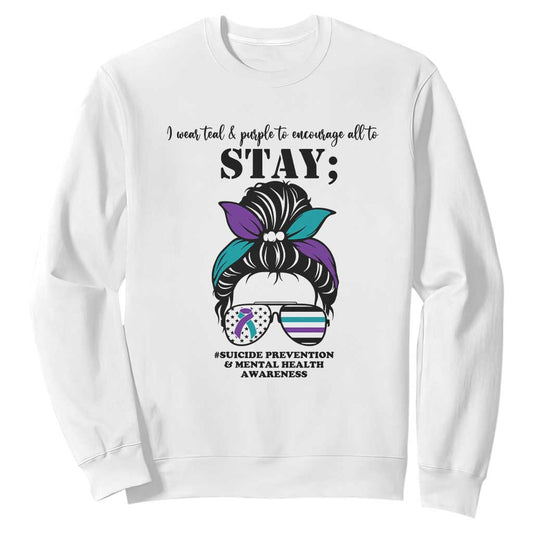 Mental Health Support Sweatshirt Suicide Prevention Messy Bun Warrior