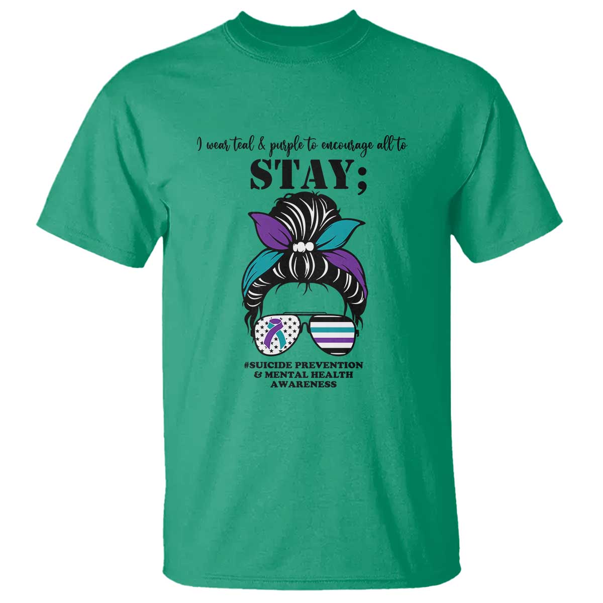 Mental Health Support T Shirt Suicide Prevention Messy Bun Warrior