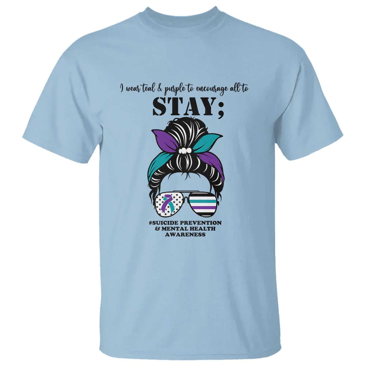 Mental Health Support T Shirt Suicide Prevention Messy Bun Warrior