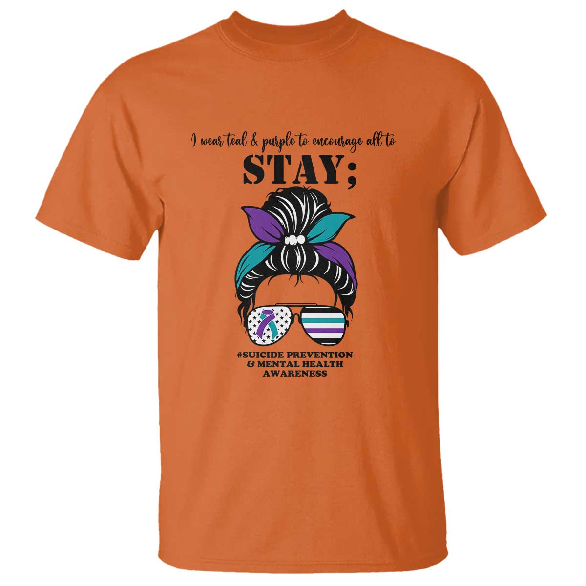 Mental Health Support T Shirt Suicide Prevention Messy Bun Warrior