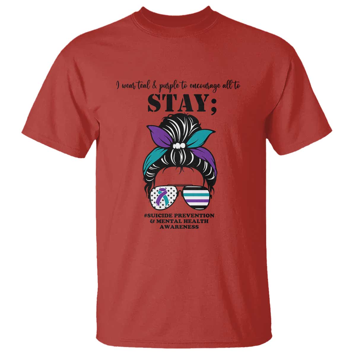 Mental Health Support T Shirt Suicide Prevention Messy Bun Warrior