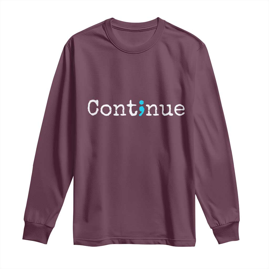 Mental Health & Suicide Prevention Long Sleeve Shirt Semicolon Support Design