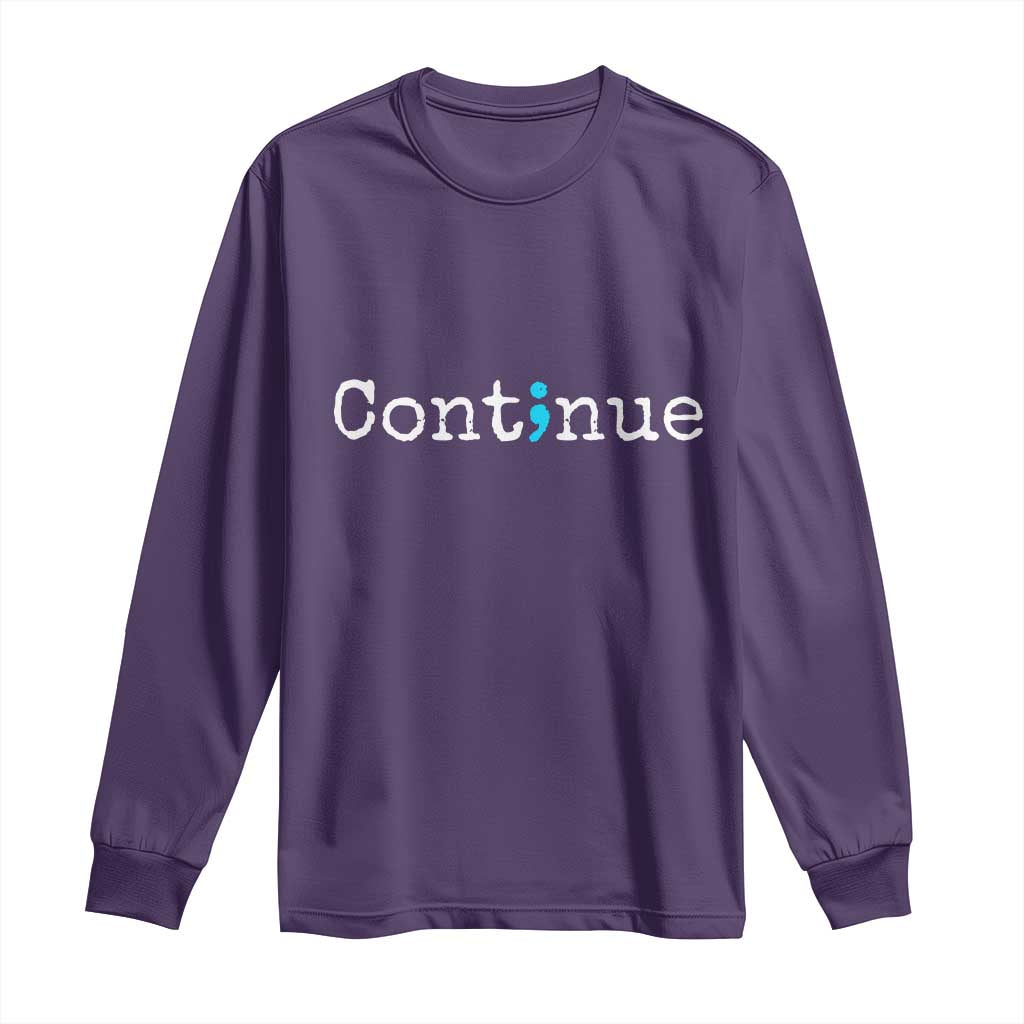 Mental Health & Suicide Prevention Long Sleeve Shirt Semicolon Support Design