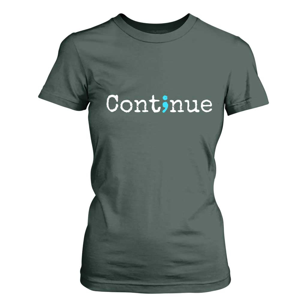 Mental Health & Suicide Prevention T Shirt For Women Semicolon Support Design